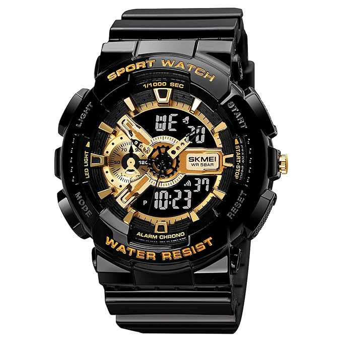 TA Sports Digital Waterproof Watch for Men – 50M Water-Resistant, Dual Time Display, Stopwatch, Alarm, LED Backlight, 12/24H Format – Durable PU Strap & ABS Case – Outdoor Tactical Watch - 1688