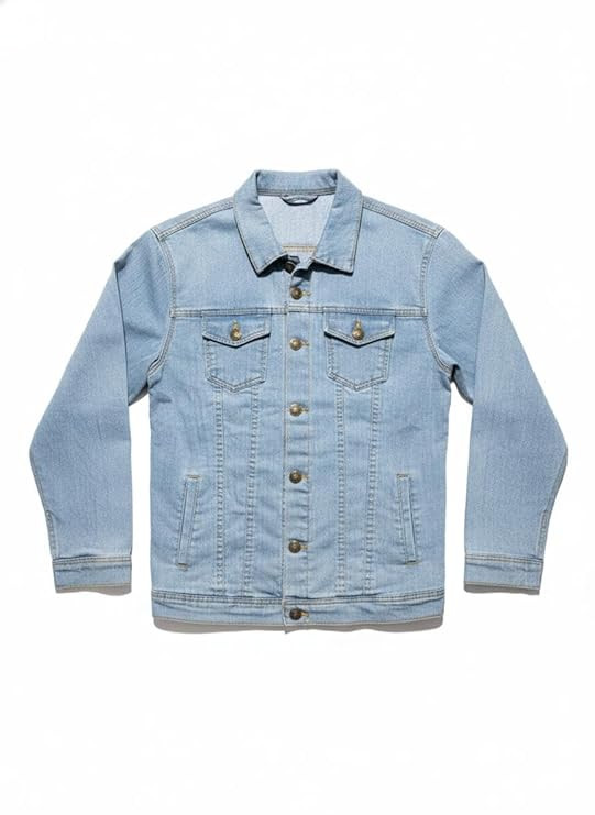Light Blue Denim Jacket, Classic Fit, Button Front, Chest Pockets, Long Sleeve