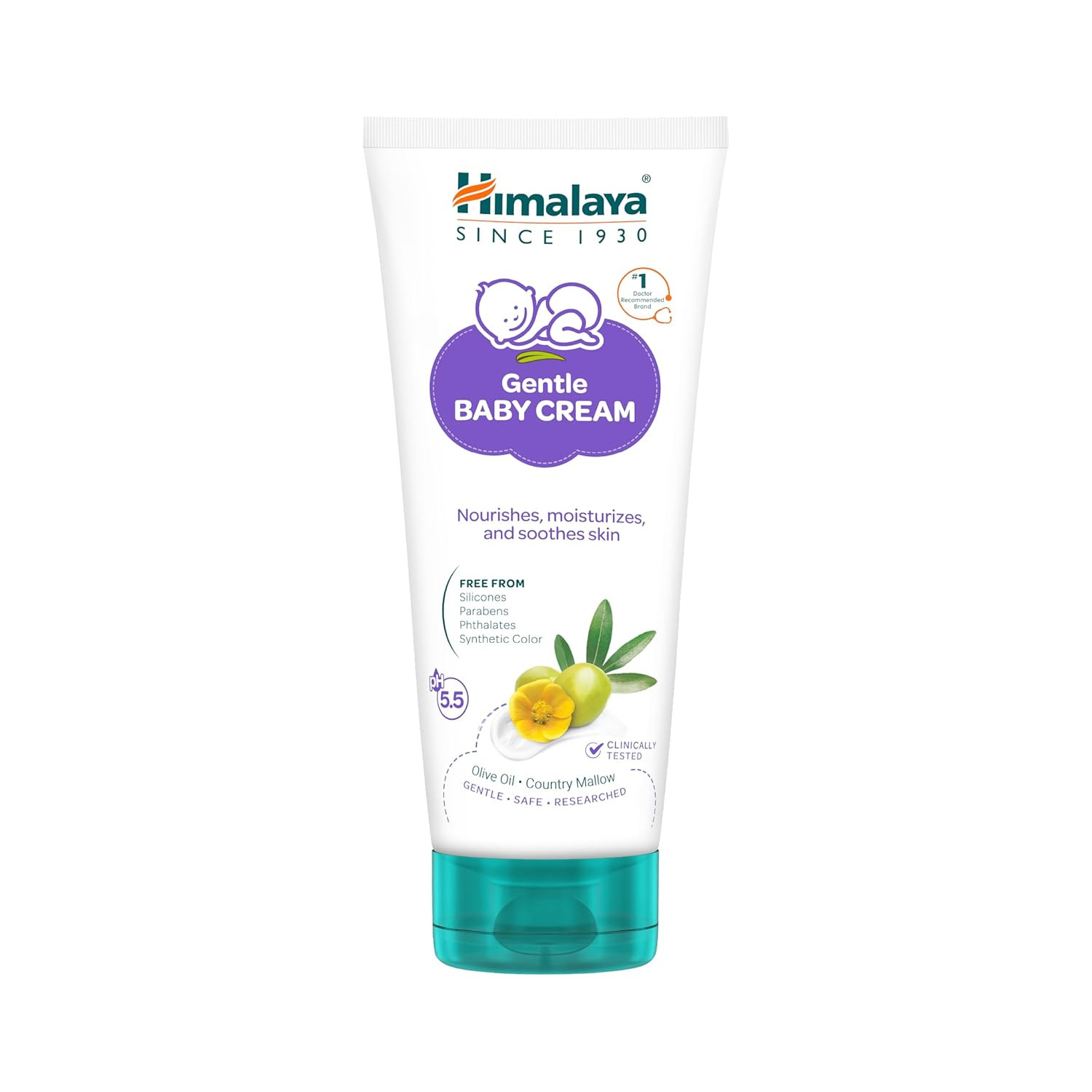 TA Himalaya Gentle Baby Cream 100ml with Olive Oil, Giloy & Licorice | pH 5.5 | No. 1 Doctor Recommended Baby Cream | Hypoallergenic | Nourishing Baby Face Cream & Moisturizer for All Skin Types