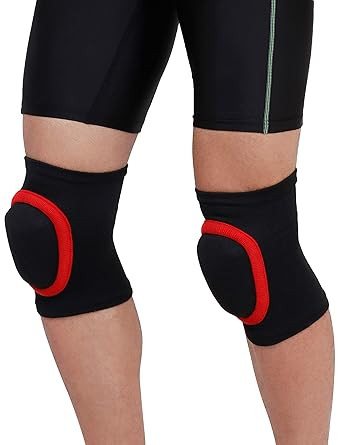 TA Knee Pads for Dance/Skating | Pull-on Foam Padded Knee Guard Protector (Kids, RED)