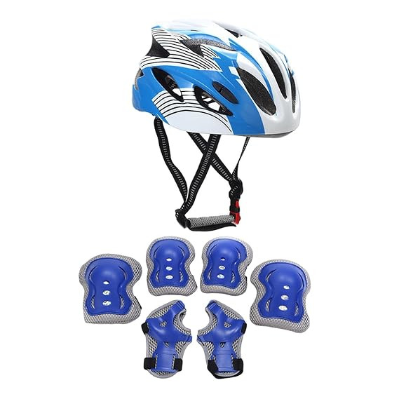 TA Kids Helmet and Pads Set Knee Elbow Wrist Guard Pads for Inline Skating Boys Blue| Sports Equipment | Outdoor Sports Gear | Exercise Gear