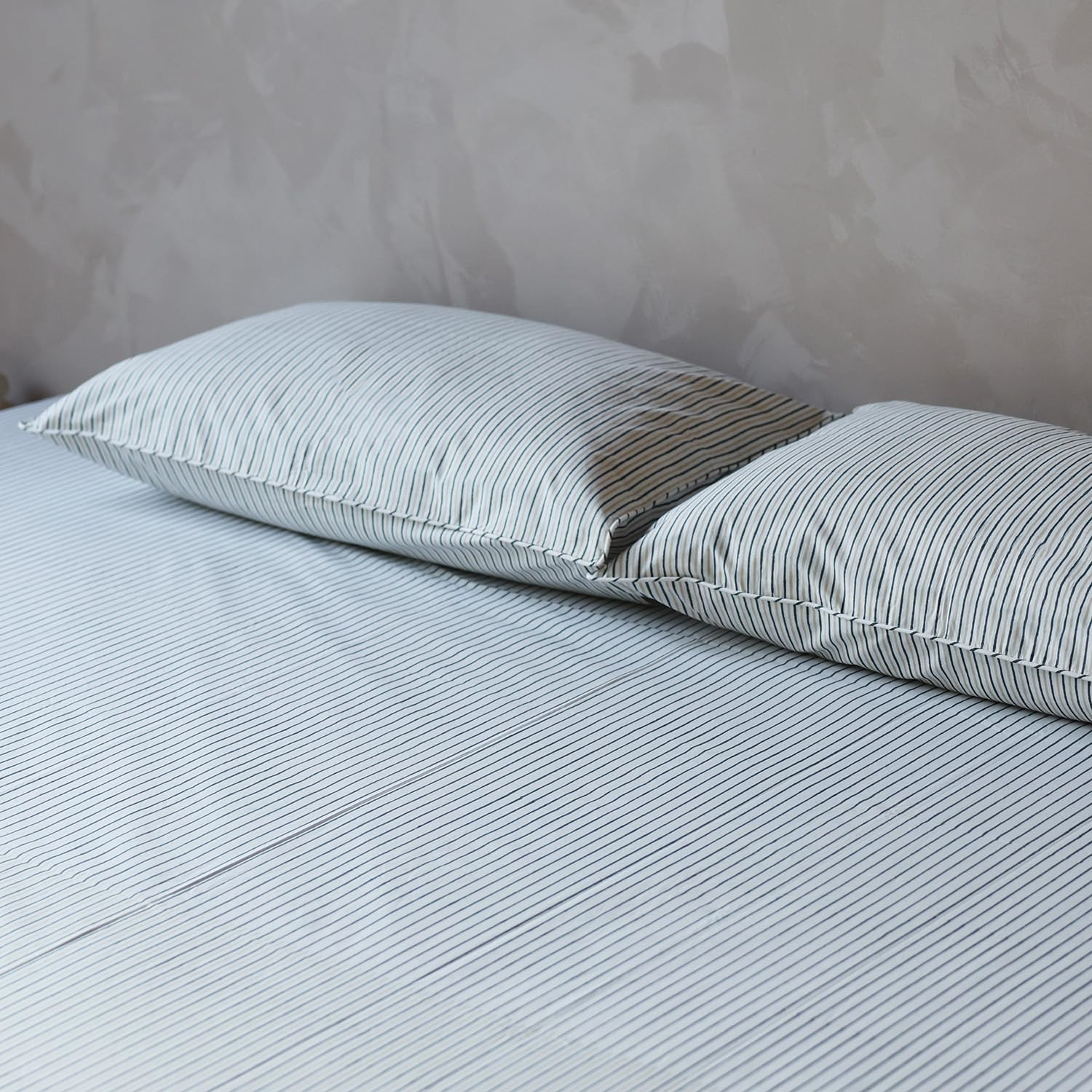 TA Hand Block Printed Bedsheet Set - Azure Blue - 100% Cotton, Lightweight & Soft, Bedsheet 106 x 106 in + Pillow Covers 18 x 27 in- Handcrafted Sheets for Modern Indian Home