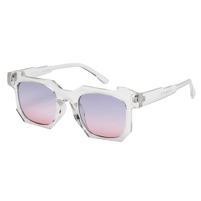 TA UV Protection Sunglasses for Men & Women - Transparent Gradient Vintage Stylish Polycarbonate Lenses - Scratch-Resistant Coating, Pink Blue