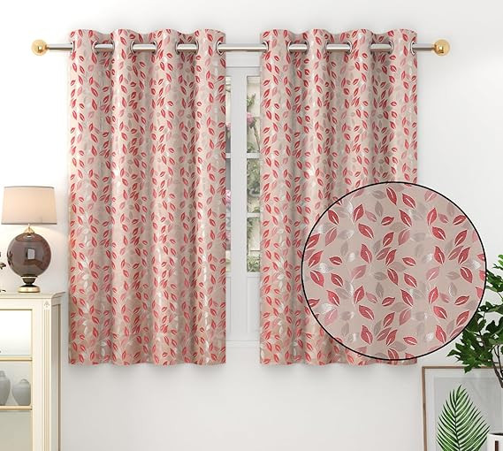 TA Floral Grommet Window Sheer Curtains 6 Feet Long,High Tenacity Yarn Polyester Weaved Curtains,Premium Screens for Home Office,Prada for Living Room Bedroom,Dust Repellent(Maroon,2pc)