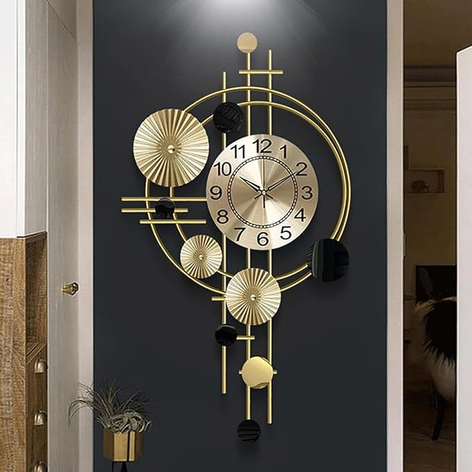 TA Metal Wall Clock Big Antique Decorative Stylish Watch & Decoration Design for Home Decor Interior for Bedroom Living Room Dining Office Farm Cafes Restaurant Hotels House Hall Item (Mo-1)