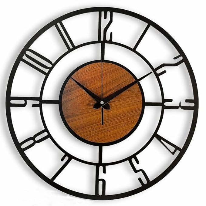 TA Wall Clock Stylish Metal Analog Wall Clock for Living Room, Bedroom, Office, Kitchen, Home and Hall | Antique Fancy Big Size Modern Wall Watch (English Number, 40 CM)