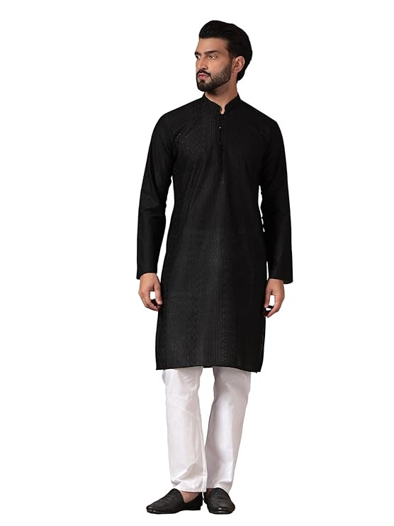 TA  Men's Solid Regular Fit Ethnic Wear White Kurta Pajama Set with Front Pocket