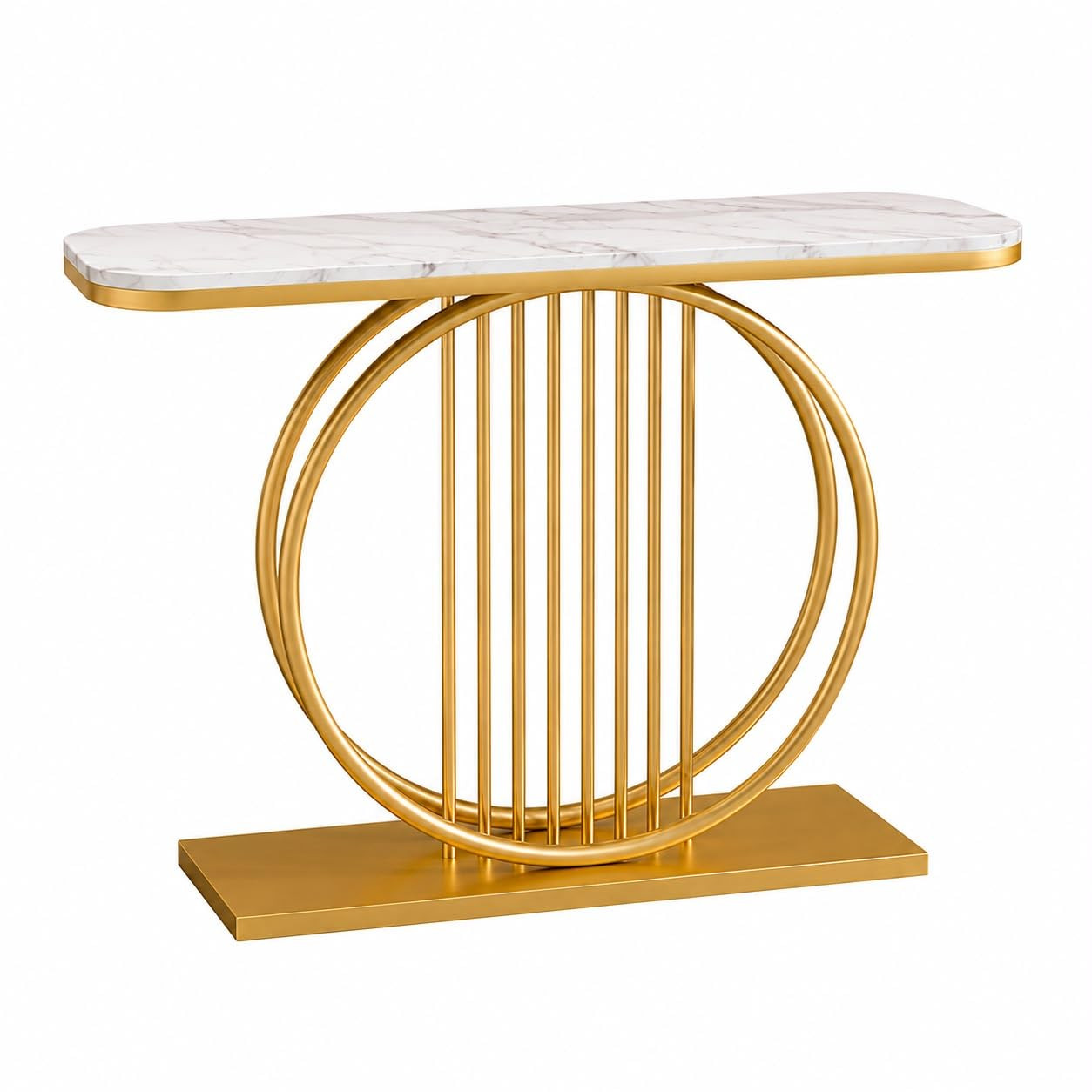 TA TheCraftedCrown Luxury Gold Console Table with White Marble Top Modern Entryway Sofa Table for Living Room Hallway & Home Décor Accent Furniture