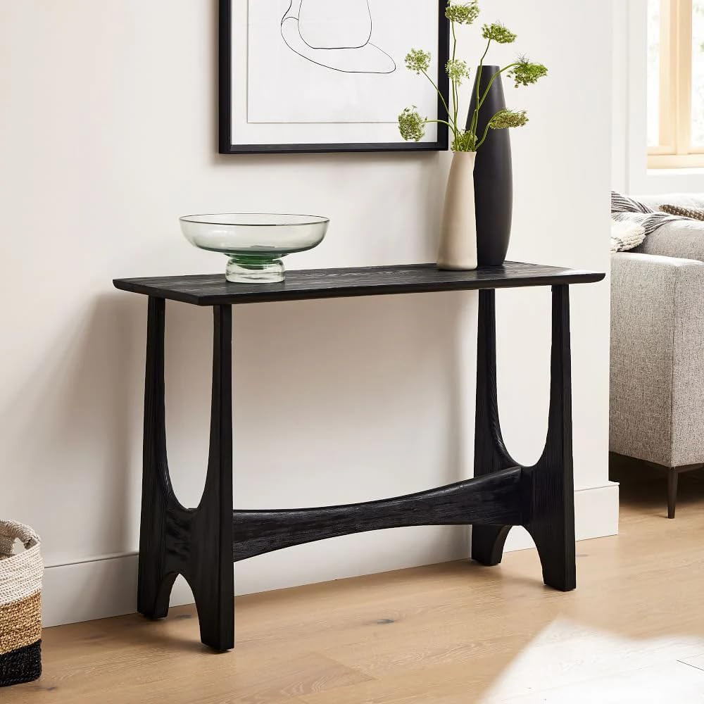 TA Kastaa Sheesham Wood Console Table 44" Wide x 30" High | Black Handcrafted Finish | Entryway & Hallway Accent | Living Room Display Stand | Modern Solid Wood Furniture