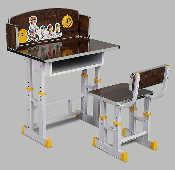 TA Children Study Table and Chair Baby Desk, Study Table and Chair for Kids, Wooden Height Adjustable Kids Desk