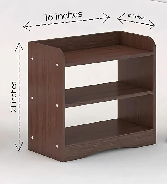 TA  Bedside Table with 3 Shelves,Bed Side Table Wooden Organizer Stand/Home Decor Table/Coffee Table/End Table/Side Table for Bedroom/End Table for Living Room 40.6x25.4x50.8 cm,Dark Brown