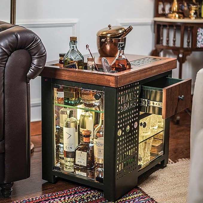TA  Model M Mini Home Bar, Royal Green with Left Side Display Cabinet