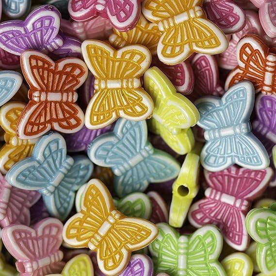TA Butterfly Beads for Craft Work |Jewellery Making, 100 Pieces, Multi Colour | Multipurpose | Can be Used on Any Object