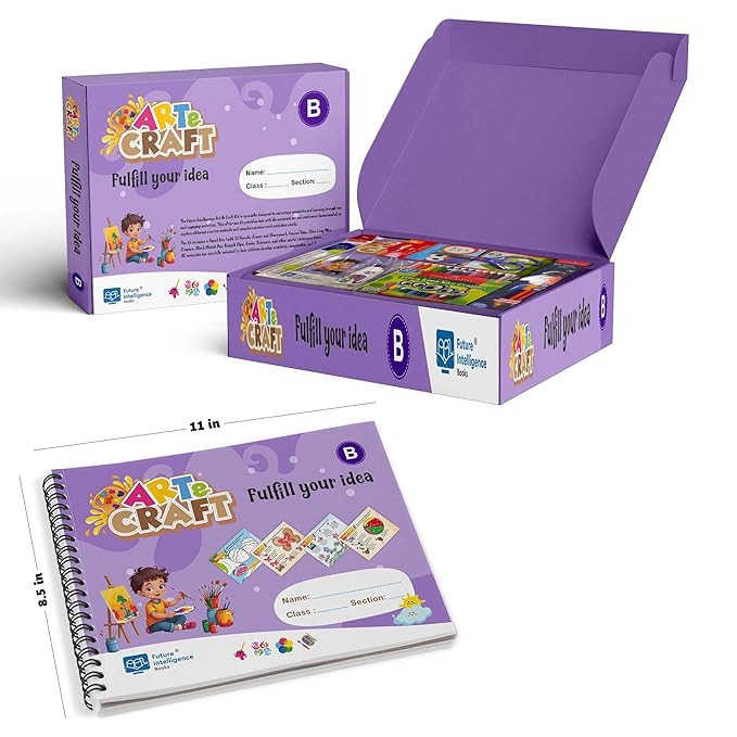 TA Art & Craft with Materials and Stationary Kit for Age 3-6 years DIY kit (Sticks Pasting, Paper Pasting, Crush Paper Painting, Painting with Bud & Basic activities for Kindergarten) (Book - B)