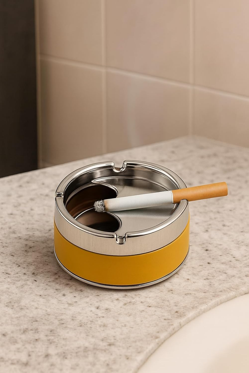 TA Ashtray for home - office - Bathroom - Cigarette Holder | Ash Collector | Smoke Disposal box with Lid & Stroage Slot Easy Clean Design (PACK OF- 1)