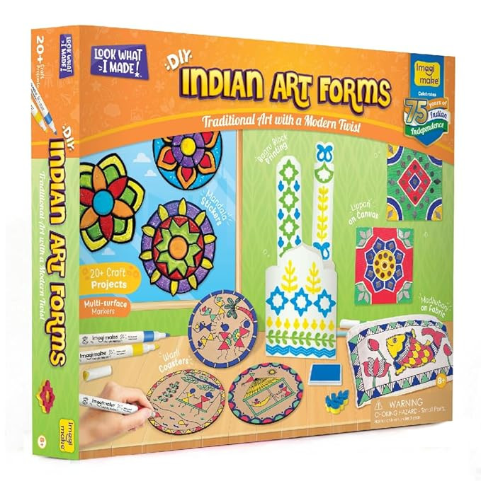 TA DIY Indian Art Forms | 20+Craft Projects | 5 Art Forms - Mandala,Madhubani,Lippan,Warli & Block Printing | Art & Craft Kit | Birthday Gift for Girls & Boys Ages 8,9,10,11,12