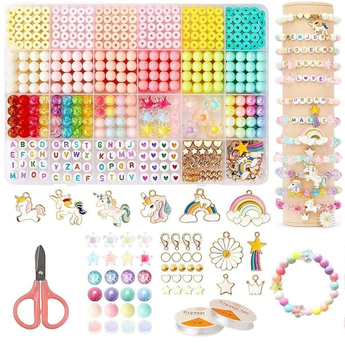 TA  Bracelet Making Kit for Girls, Jewellery Making Kit for Kids DIY Bead Set Making, Toys for Girls 7-14 Years Old (Unicorn Bracelet Kit)