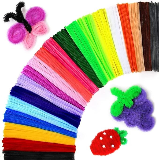 TA 100 Pcs- 12 Inches Pipe Cleaners for DIY Craft Flowers | Fuzzy Chenille Stems & Fluffy Sticks for Arts & Craft, School Projects, Kids Craft Supplies, Home & Party Decor (Multicolored)