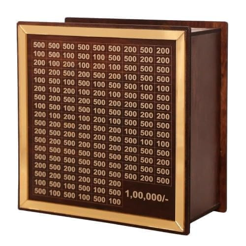 TA Money Saving Box for Kids and Adults | Wooden Money Bank with Lock | Big Size Piggy Bank 2 Lakh Target | 1 Lakh Saving Box with Numbers