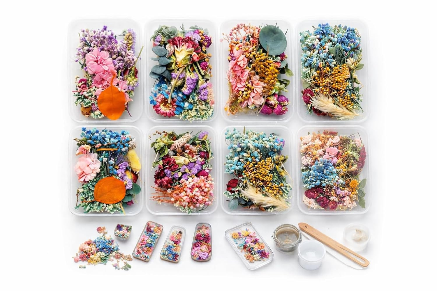 TA Natural Dried Pressed Flowers for Resin Art Real Botanical Flowers Kit for Epoxy Resin Jewelry Making Candle Soap Nail Art DIY Craft Decoration Mix-[Random Box, Multicolour] (1)