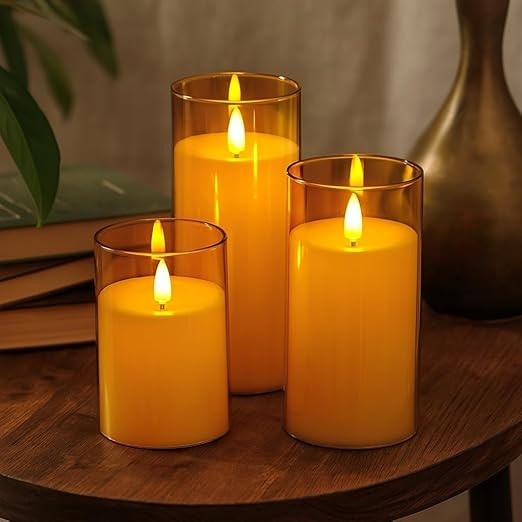 TA  KRAFT 1 Set (3 Pcs) LED Tea Light Candles | Flameless, Smokeless, Unscented | for Gifting, Home Decor, Room Decoration Lights, Balcony & Festival, Wedding Decoration Items (1 Set)