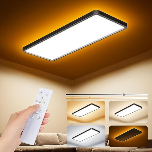 TA 48W LED Ceiling Lights with Remote, Chandelier Lights for Ceiling, 3000K-6500K Dimmable Flush Mounted Fancy Light, 58x22cm, Ceiling Lamp for Living Room, Hallway, Bathroom