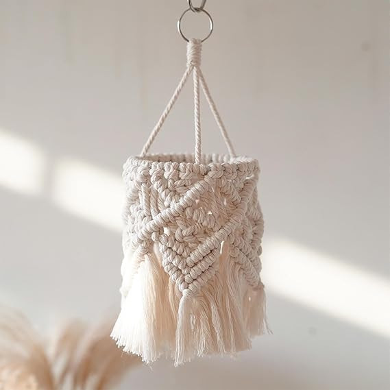 TAMacrame Lamp Shade Woven Boho Hanging Ceiling Lampshade Cover Decoration Boho Woven Pendant Light Shade Handmade Lampshade for Home Room Corner Decor (LAMP- 02)