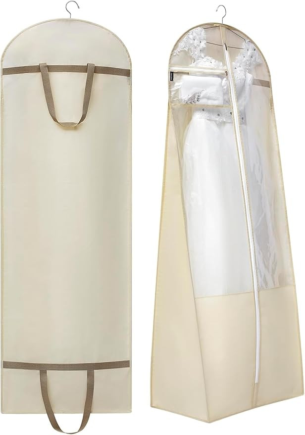 TA 70-Inch Bridal Wedding Dress Bag with 15.7" Gusset (Beige) | Long Gown Garment Bag for Prom & Party Dresses | Travel & Storage Cover for Bridal Gown, Lehenga & Petticoat (Pack of 1)