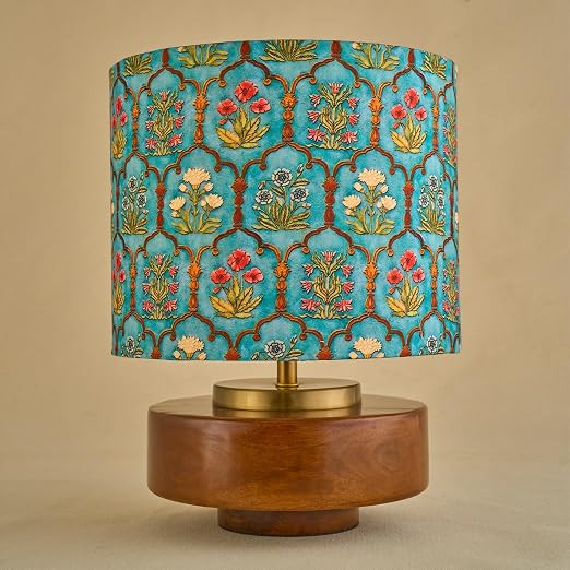 TA Woode Table Lamp with Shade Bedside Lamp for Bedroom Living Room Home Décor Desk Lamp with E27 Holder - Pack of 1