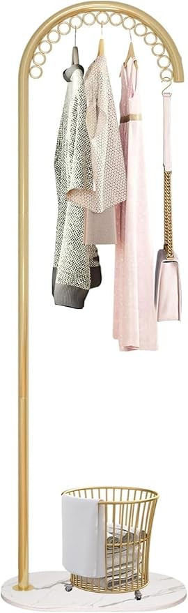 TA Exhanger Rack Slim Pole Hanger Clothes Rack Stand Clothes Storage With 15 Hooks Freestanding Coat Rack Metal,Width 20.9 X Depth 11.8 X Height 63.8..WHITE,33D x 12W x 55H cm