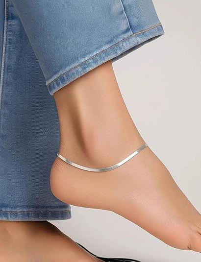 TA Trendy Stainless Steel Anti-Tarnish Waterproof Snake Chain Anklet for Girls & Women | Gifts for Women & Girls,Single Piece