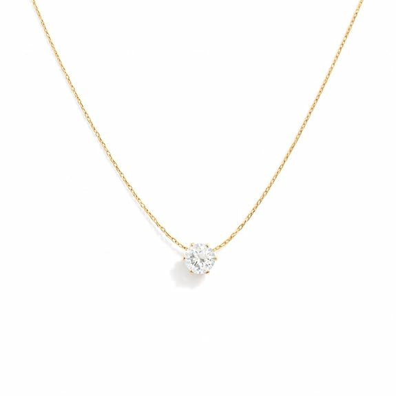 TA Gold Plated Solitaire Pendant Necklace for Women | Waterproof Chain | Minimal Diamond-Style Single Stone Necklace | Office Wear & Party Jewelry