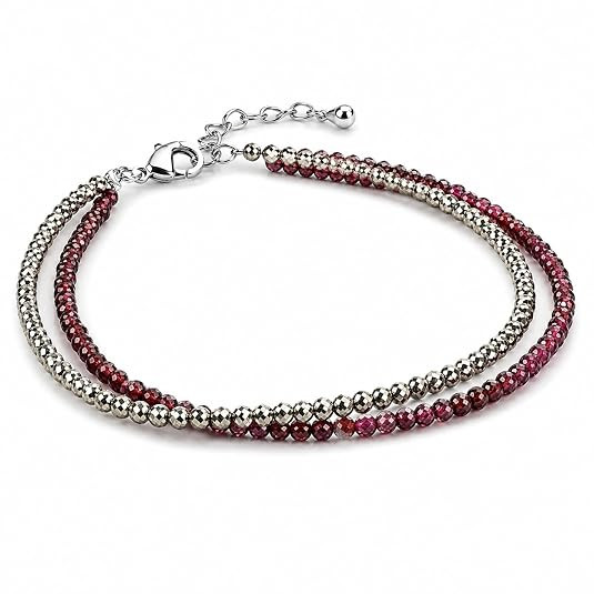 TA Anklet – Pyrite & Garnet Double-Strand Adjustable Anklet for Women | Confidence, Positive Energy & Everyday Elegance