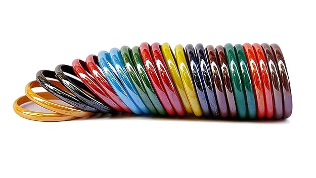 TA  Glossy Finish Glass Bangles for Women 12 Multi Colours Pairs Size 2-10 to 2-0 (Pack Of 24 Bangles)