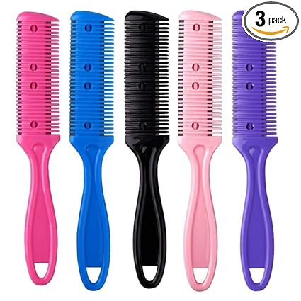 TA  Professional Razor Comb with 2 Pieces Razors, Hair Cutter Comb Cutting Scissors, Double Edge Razor, Hair Thinning Comb Slim Haircuts Cutting Tool (PACK OF 6 Pcs)