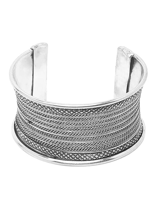 TA  Jewellery for women Oxidised Silver Cuff Bracelet Bangle for Girls and Women