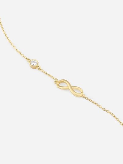 TA Infinity Shape Anklet With Solitaire Crystal Diamonds Painjan Payal Leg Chain Foot Jewellery For Women and Girls