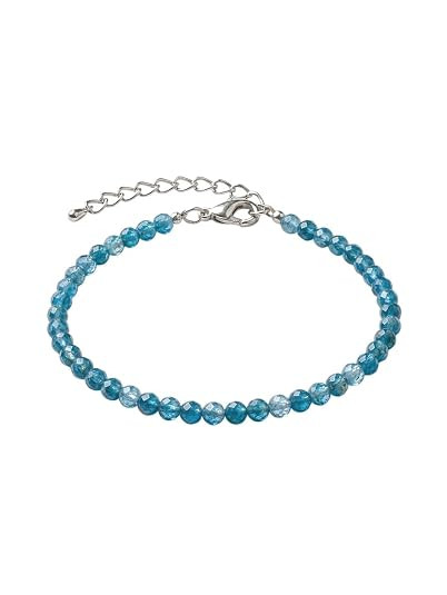 TA Certified Natural Apatite Crystal Stone Anklet | 3 mm Beads Unisex Jewelry for Men & Women | Healing Clarity Focus Positive Energy Fashion Lightweight Boho Anklet Gift