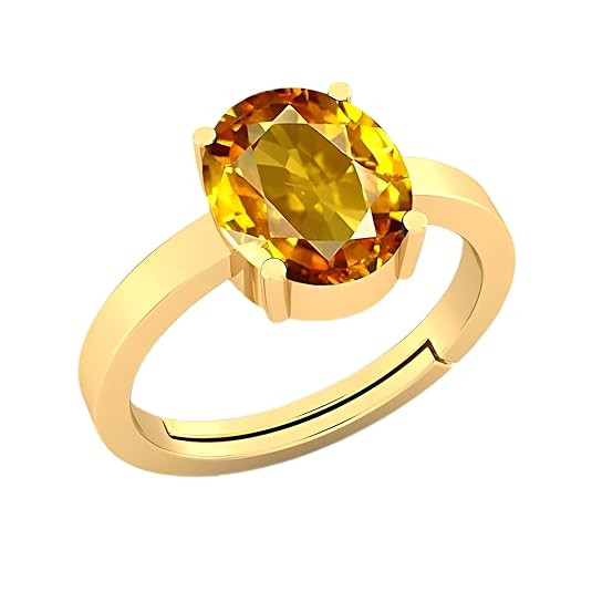 TA 14.25 Rati Yellow Sapphire (Pukhraj) Gemstone Ring for Men & Women | Natural Look Stone | Gold Plated Adjustable Ring | Astrology