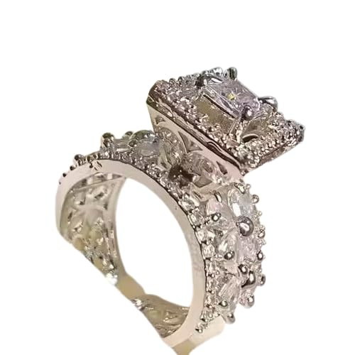 TA Women's Crystal Ring | Adjustable Silver Tone Finger Ring | Lightweight Fashion Jewelry-Ring-F