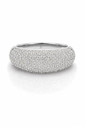 TA  Diamond Band Ring for Women | Silver Tone Pavé CZ Full Eternity Ring | Luxury Statement Jewellery.