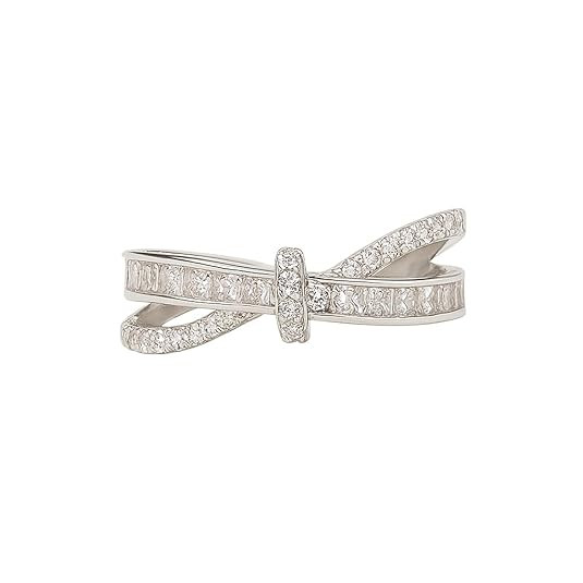 TA Silver Bow Design Adjustable Ring for Women | Zircon Stone Studded Elegant Korean Jewellery | Anti-Tarnish Trending Jewellery For Her