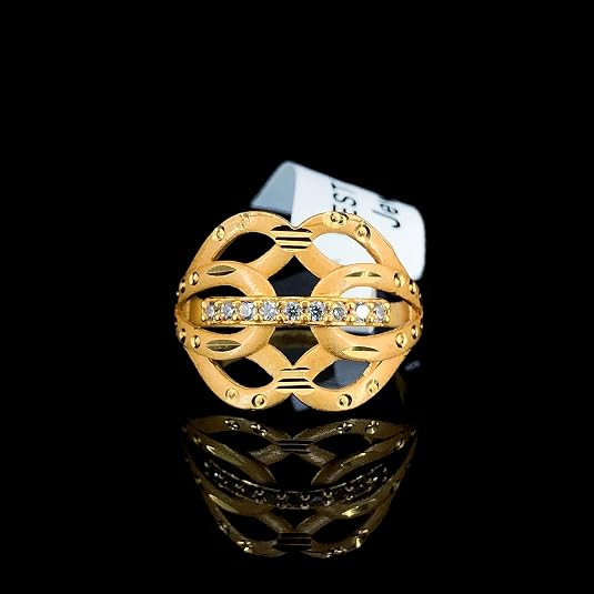 TA Premium Gold-Tone Crystal Studded Jewellery for Women Ring HR4
