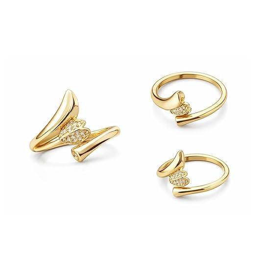 TA Golden Glimmer Embrace Ring | Elegant Gold-Plated Fashion Ring for Women | Sparkling Crystal Accents | Adjustable Size Jewellery