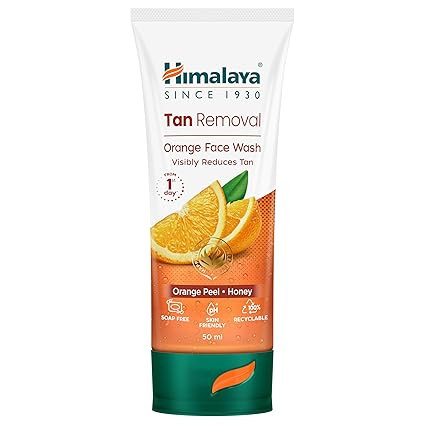 TA Himalaya Tan Removal Orange Face Wash | Deeply Cleanses & Reduces Tan | with Orange Peel, Papain & Honey | Exfoliates Dead Skin | Dermatologically Tested | For Men & Women | 50ml