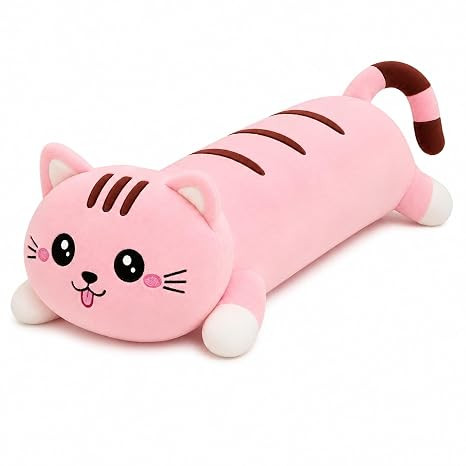 TA cat Soft Toys and Pillow Kids, Plush Hugging Cushion, – Long Hugging Plush Toy for Kids & Girls | Ultra-Soft Sleeping Cushion | Cute Animal Stuffed Toy (60 cm) (Light Pink)