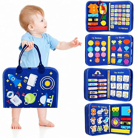 TA 12 in 1 Toddler Busy Binder Learning Educational Board for Kids Sensory Board Preschool Education Learning Fine Motor Skills Montessori Busy Board Educational Busy Book for Learning