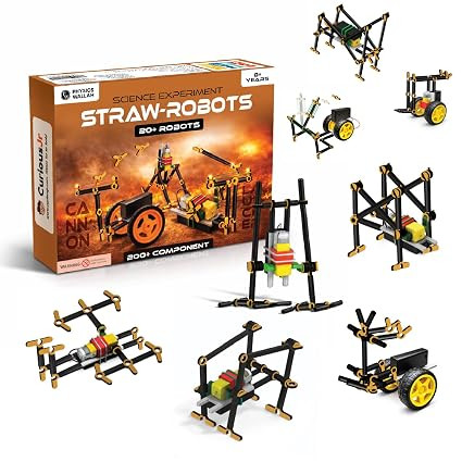 TA 20 in 1 STEM Robots Kit for Kids Ages 8-14 Years, DIY Robotics Kit with 200+ Components for Boys & Girls, Electronics, Engineering Projects & Science Experiment Kit for Children (Straw Robots Kit)