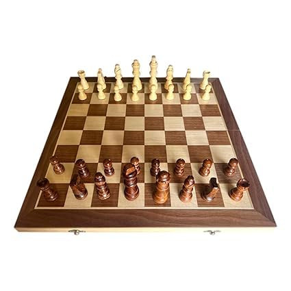 TA Wooden Chess Set Folding Board Game | Handcrafted Chess Board with Carved Pieces & Storage Case | Classic Strategy & Educational Game for Kids & Adults | Gift Set