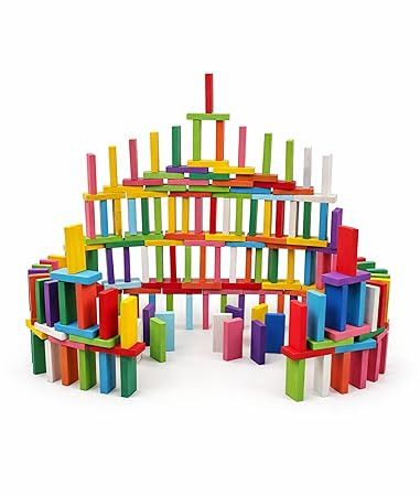 TA WUDLY® Wooden Domino Blocks for Kids | 120 Pcs Colorful Stacking & Building Game | Montessori Learning Toys for Boys & Girls | Educational Construction Toy Birthday Gift Set (3+ Years) (Dominos)